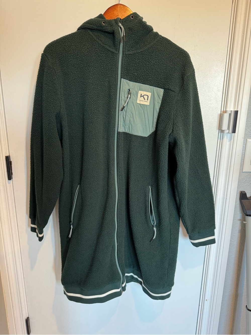 Hooded Women’s Fleece Coat in Deep Forest Green - Comfortable & Warm